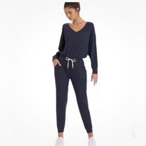 Vuori Navy Blue V-Neck Jumpsuit